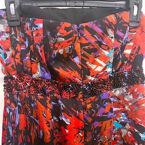 NWT BCBGENERATION ROUGE MULTICOLOR STRAPLESS DRESS BEADED EMPIRE WAIST SIZE 6 - Picture 8 of 9